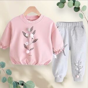 Floral Pink and Gray Toddler Outfit